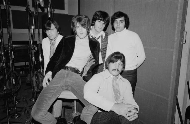 American rock band band Tommy James and the Shondells during a recording session for their track 'Crimson and Clover', 30th October 1968. From left...