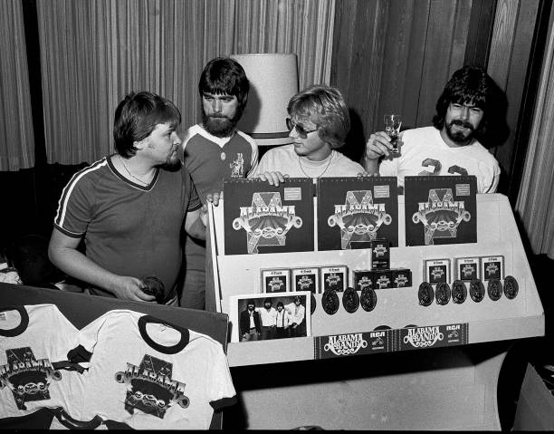 Birmingham Country Group Alabama L/R: Jeff Cook, Teddy Gentry, Mark Herndon and Randy Owen open "My Home Is Alabama" Nightclub in Birmingham Alabama...